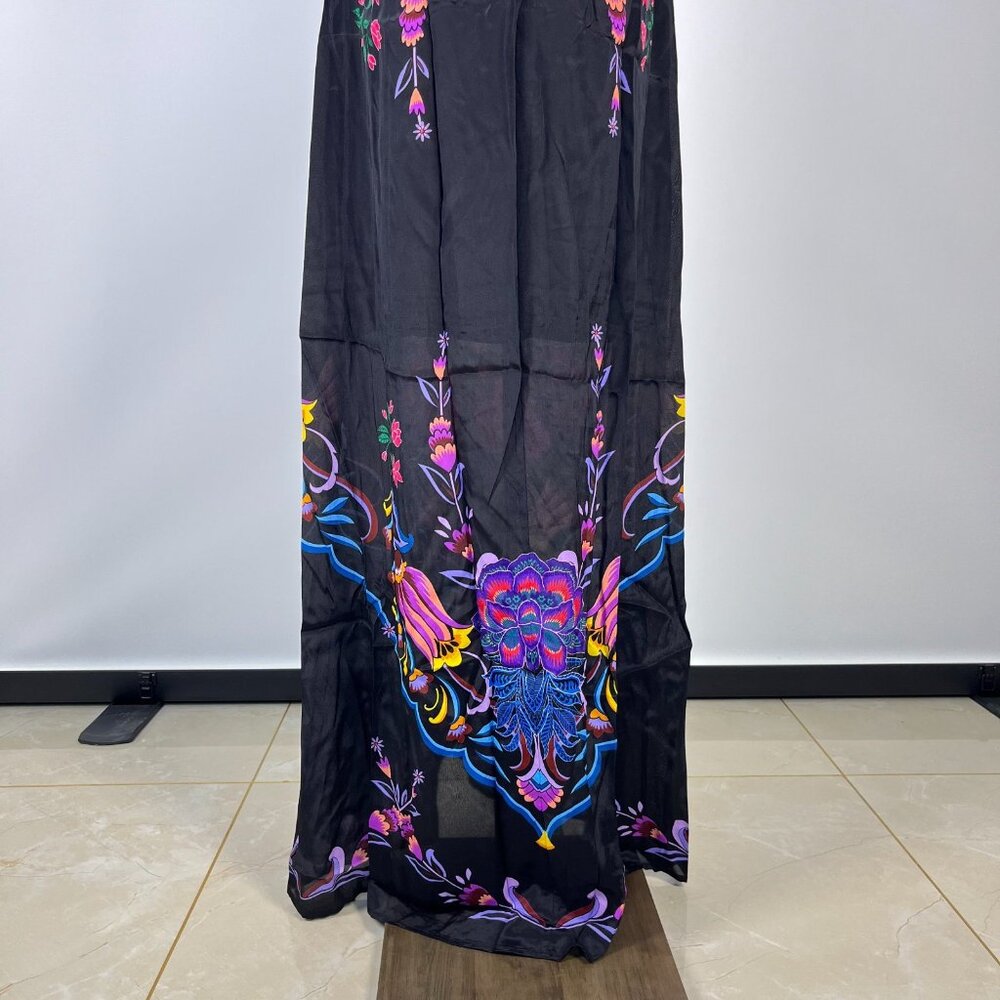 $445 NWT JOHNNY WAS Jade Tatianna Silk Blend Floral Maxi Slip Dress Sz XS - Picture 6 of 13